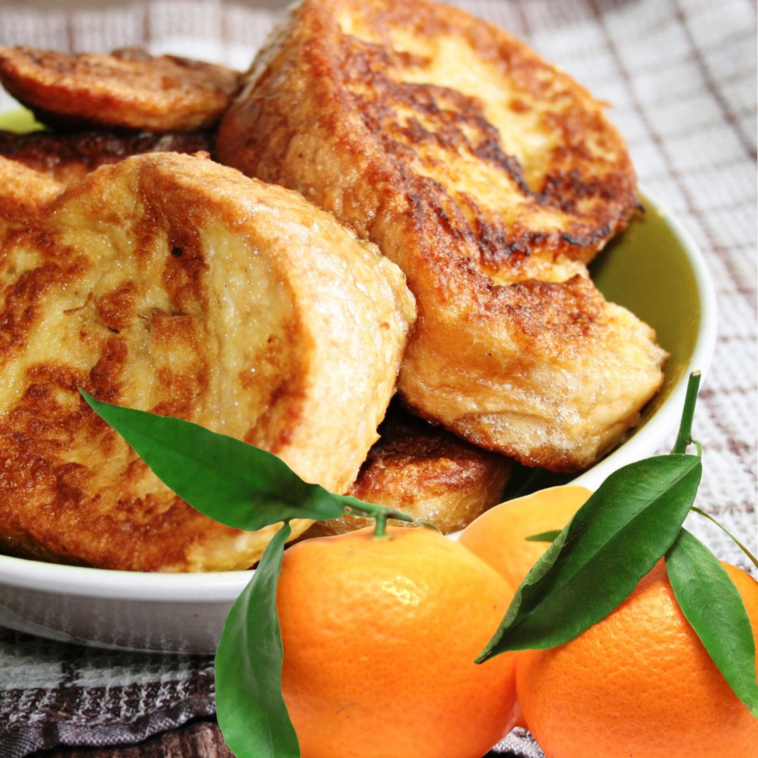 Pain perdu aux clémentines caramélisées au miel