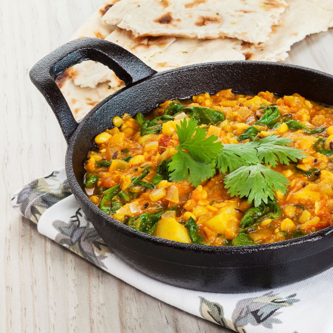 Curry de potimarron, épinards et pois-chiches au lait de coco