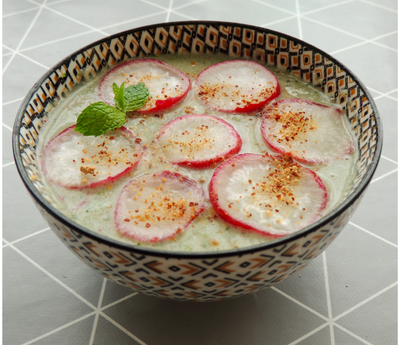 RECETTE : Gaspacho de concombre et radis à la menthe