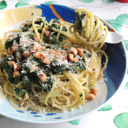 Spaghettis sauce épinards et noisettes